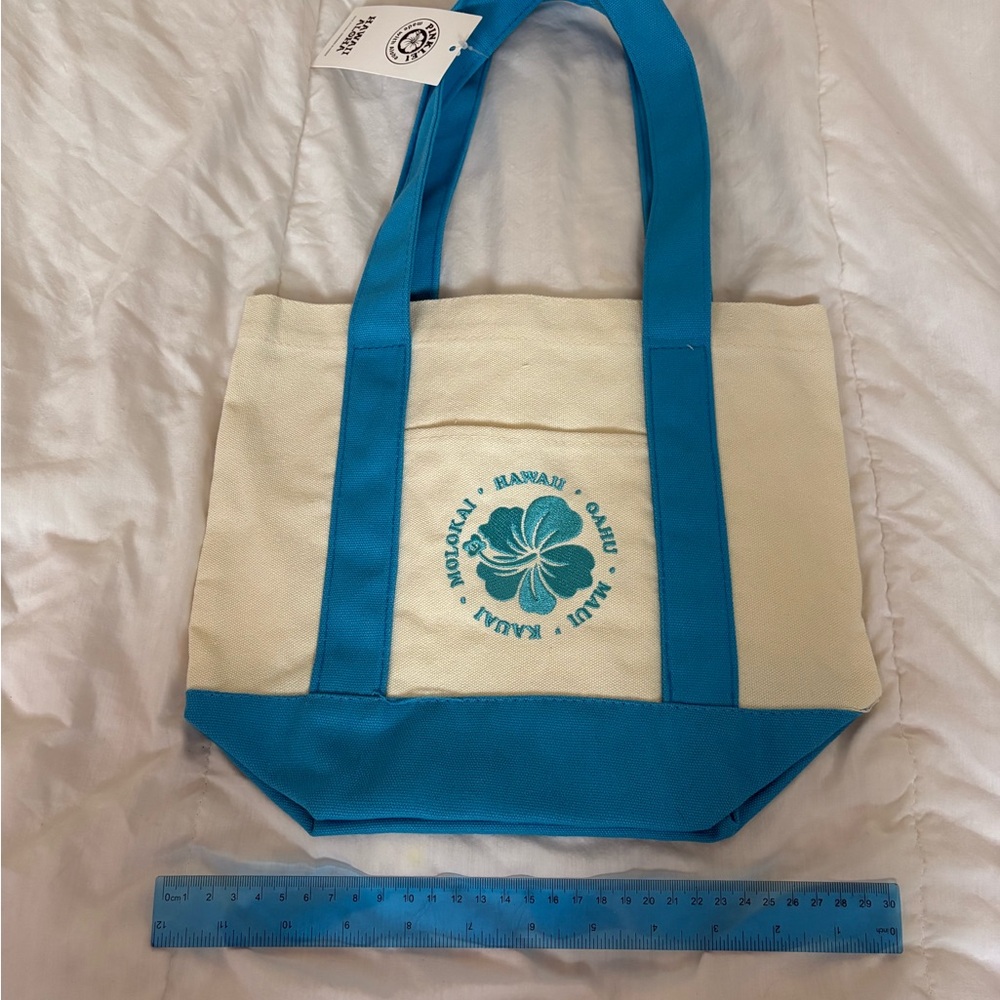 Hawaii Canvas Tote Bag inspired by Trader Joe’s - Blue and Cream